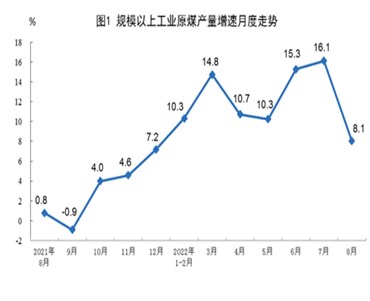 2022年8月國內能源生產情況